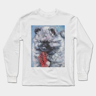 Keeshond Christmas Fine Art Painting Long Sleeve T-Shirt